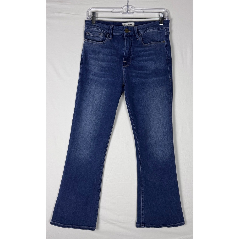 FRAME Le Crop Mini Boot Jeans Womens 29 Westcliff Blue Mid Rise Stretch